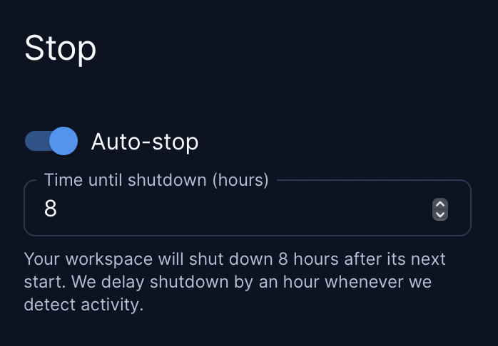 auto-stop UI