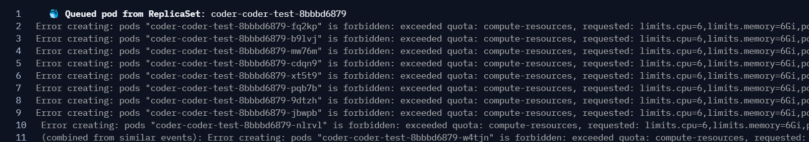 Kubernetes quota exceeded