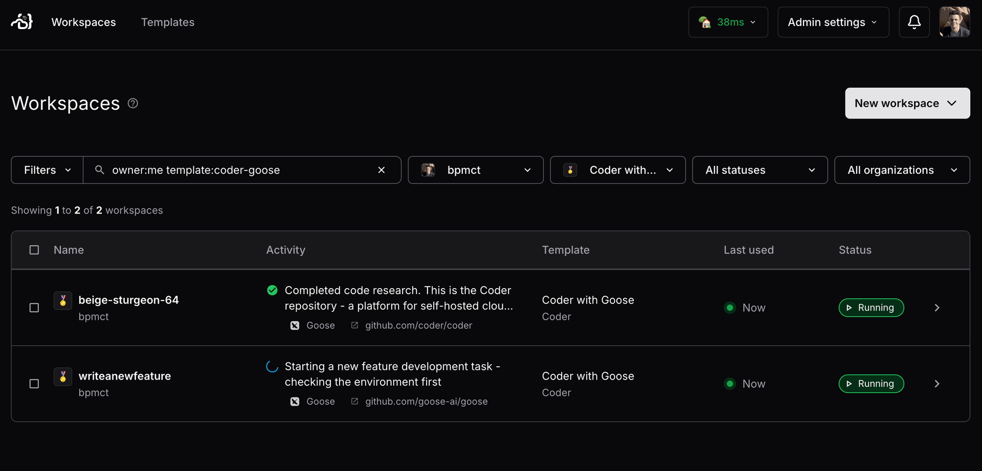 Coder Dashboard
