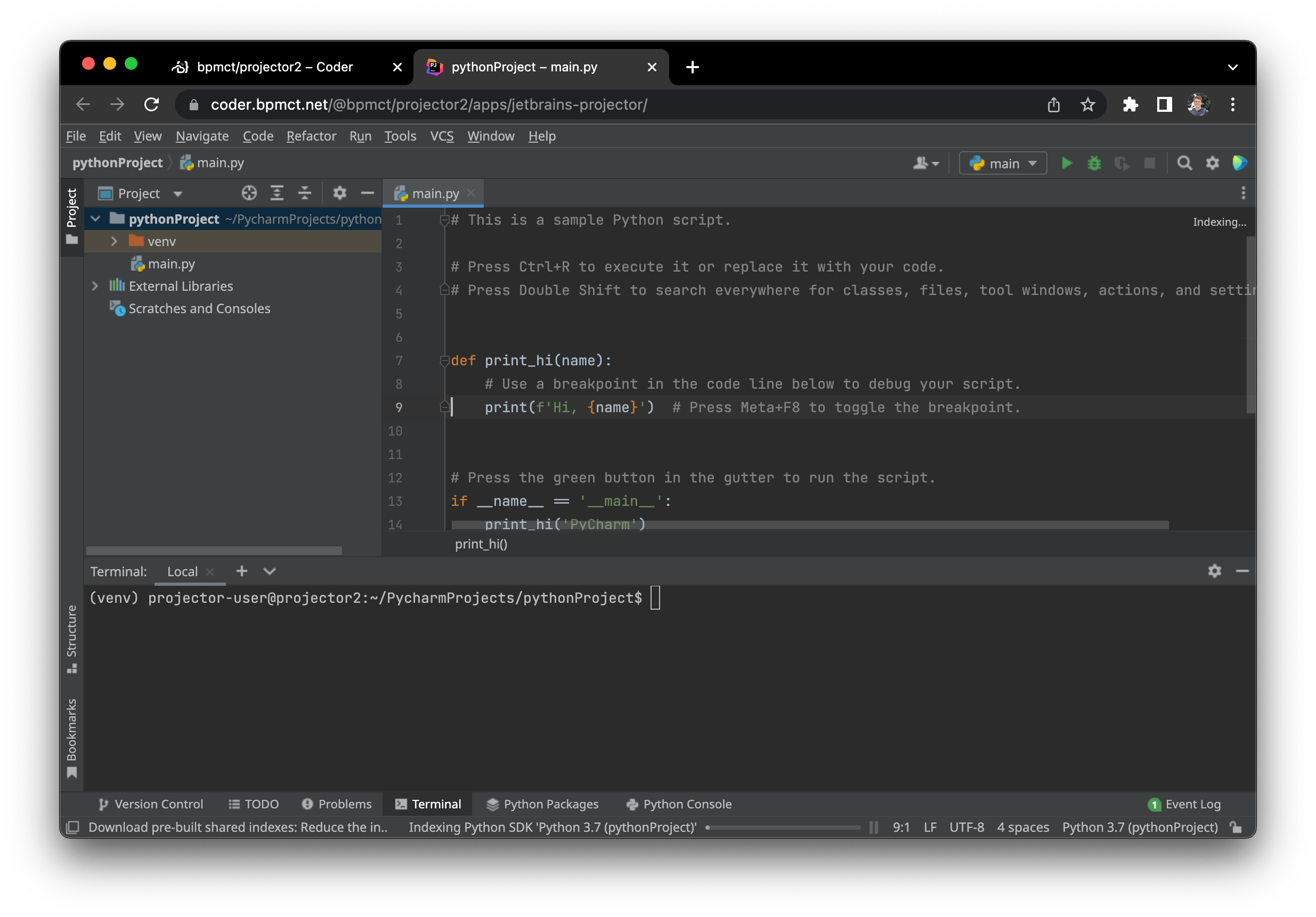 JetBrains Projector in Coder