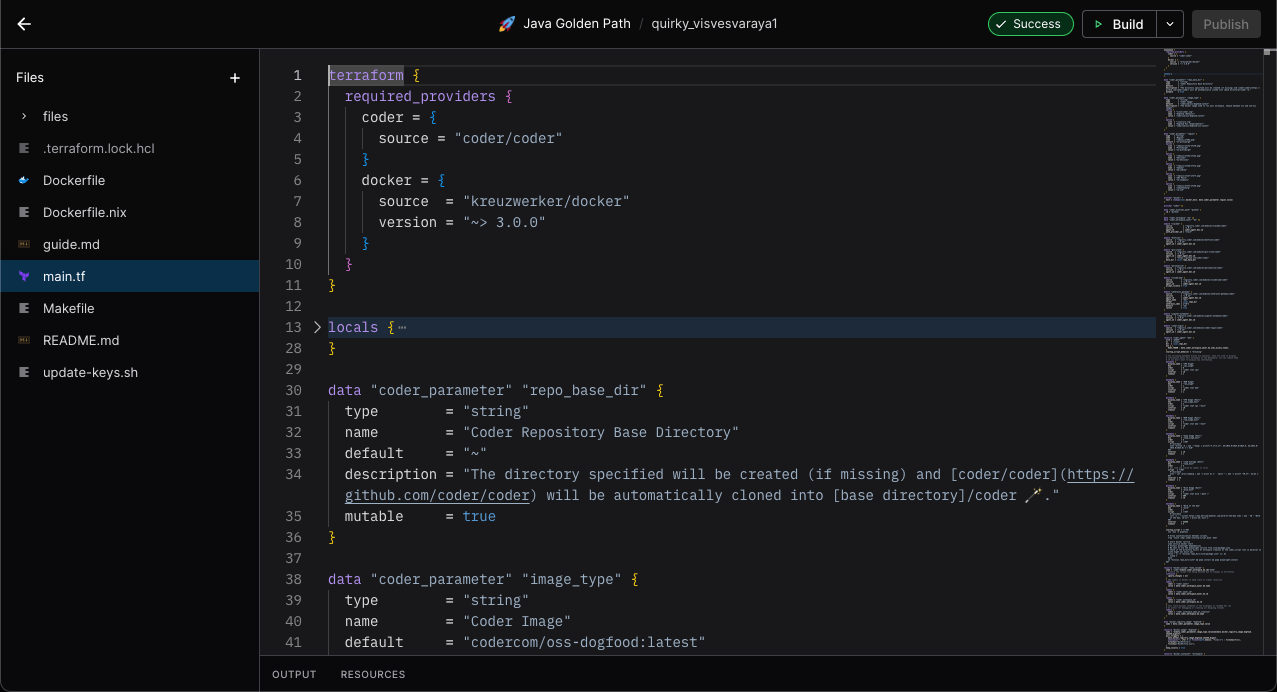 Templates define the underlying infrastructure that Coder Workspaces run on.