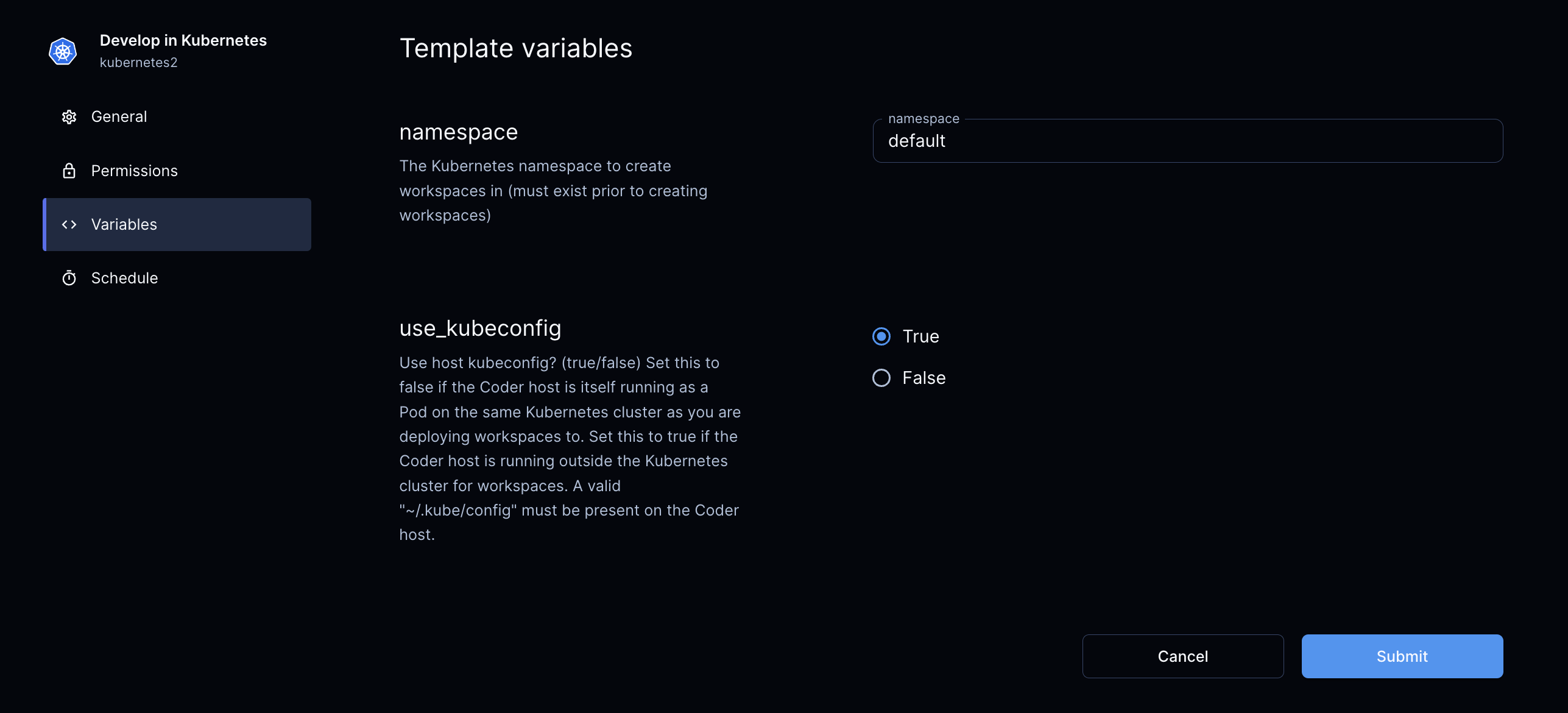 Re-entering template variables