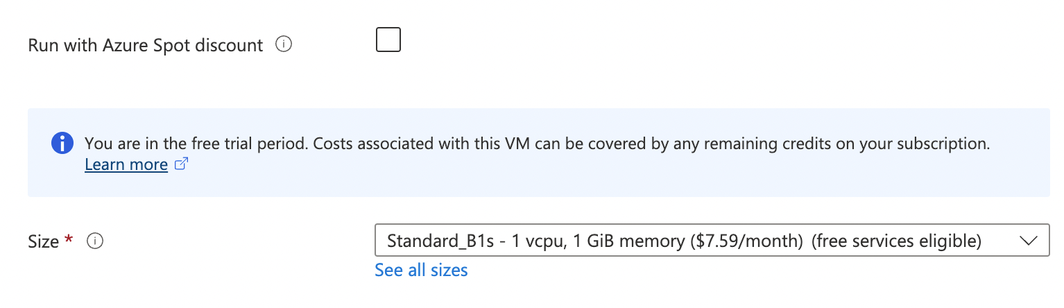 Azure VM size selection