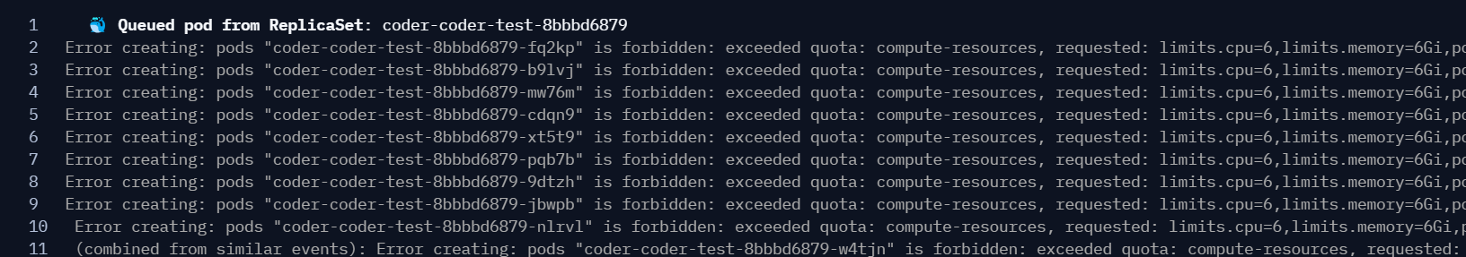 Kubernetes quota exceeded