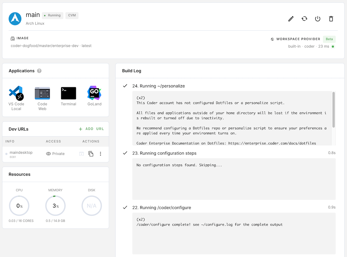 Workspace Overview Page