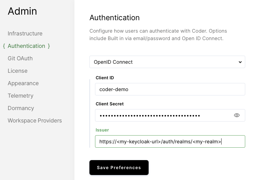 Coder Keycloak Config