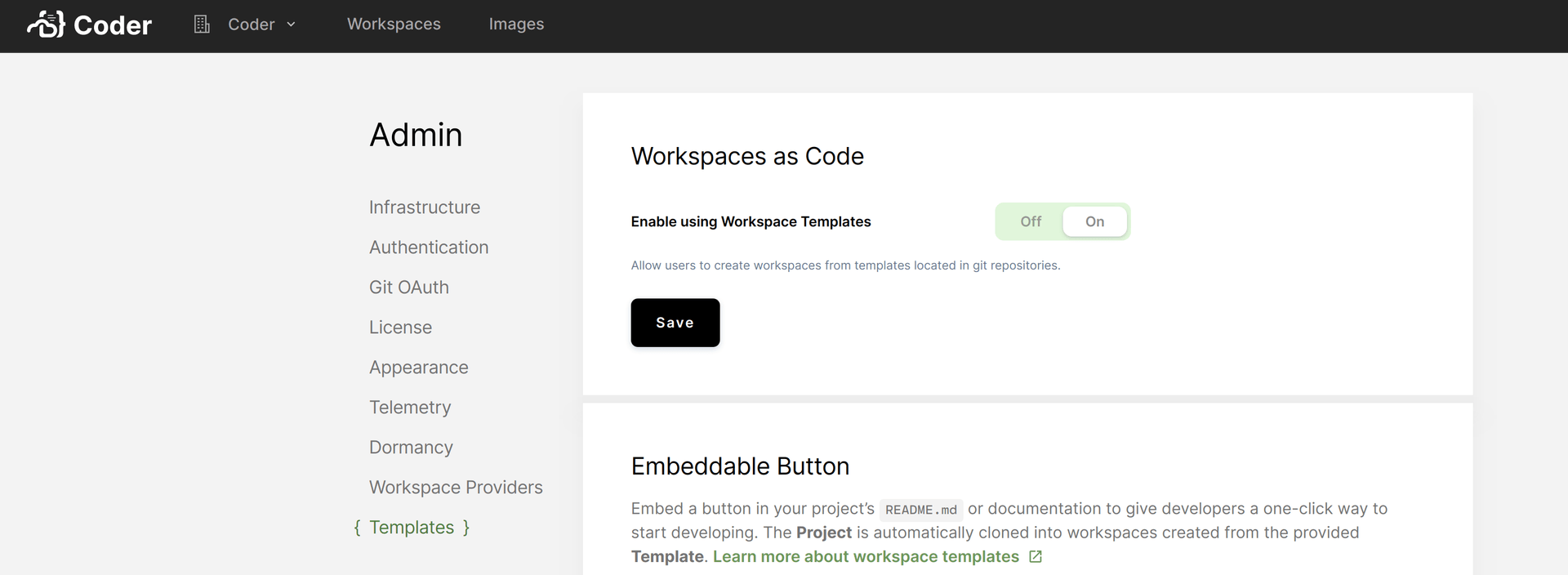 toggle workspaces as code