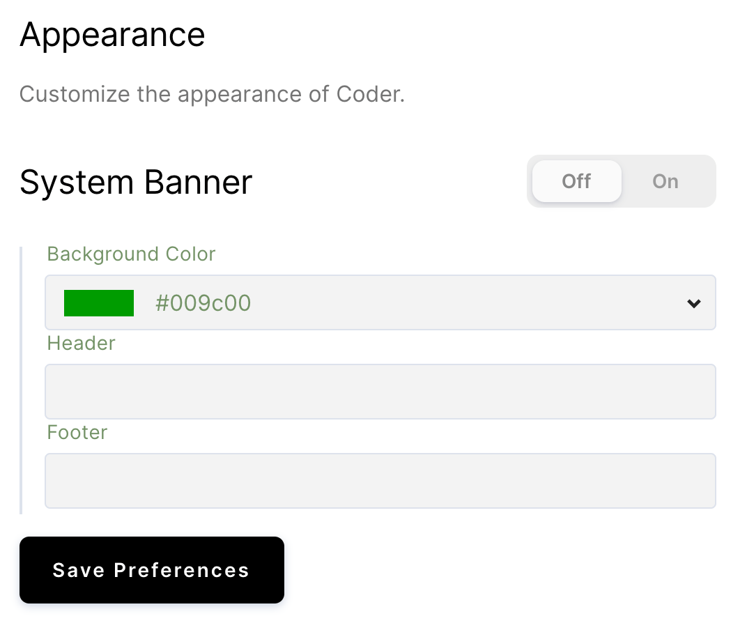 System appearance