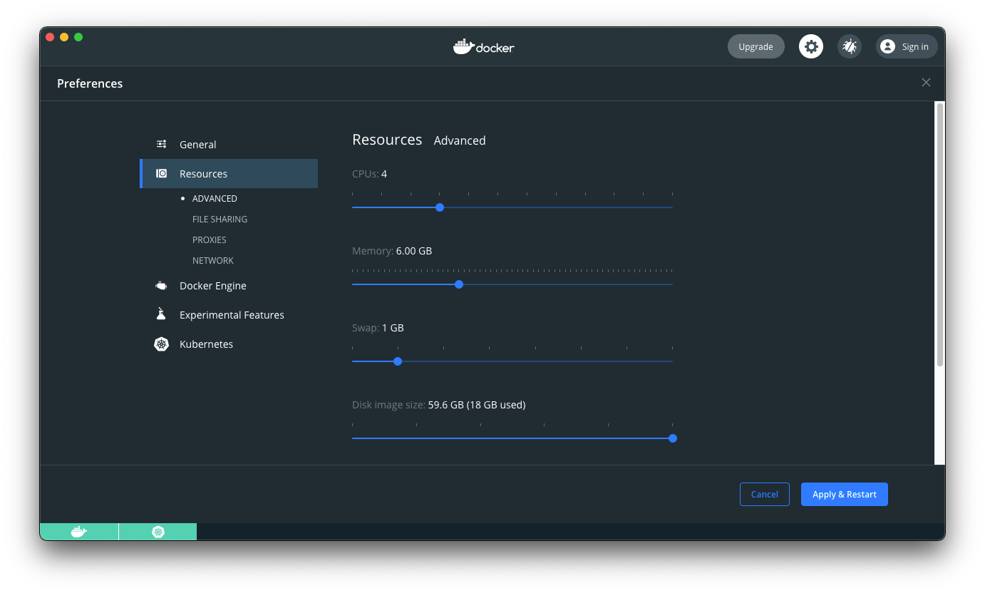 Docker Desktop Resources