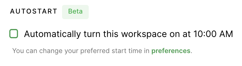 Enable auto-start with new workspace