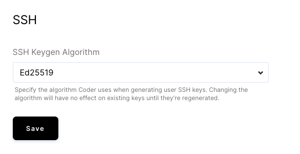 Choose SSH keygen algorithm