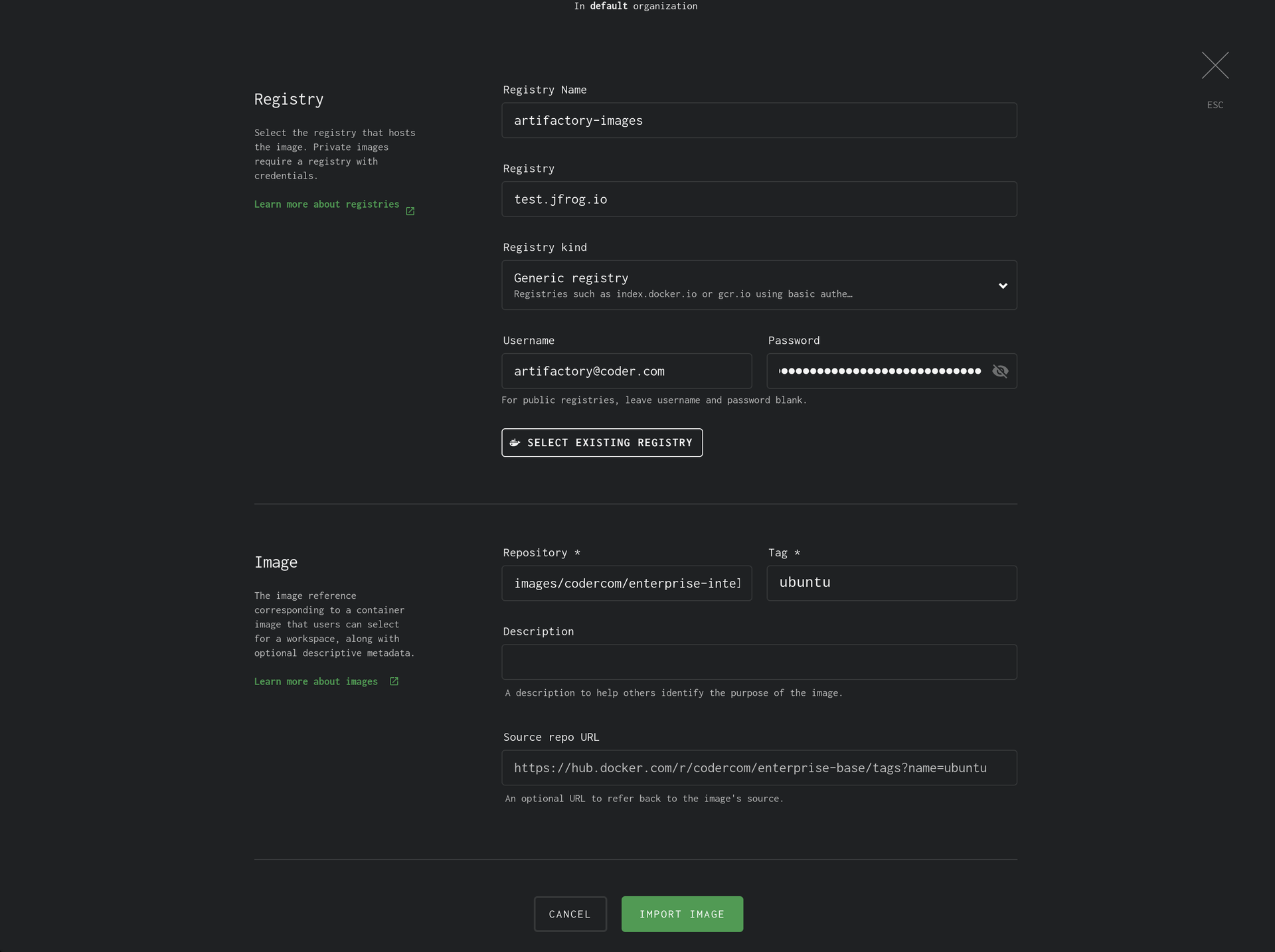 Registry configuration