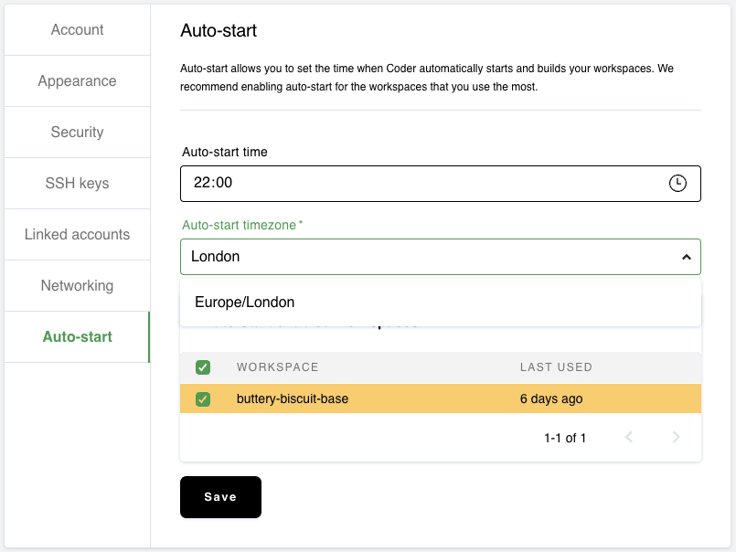 Set auto-start timezone