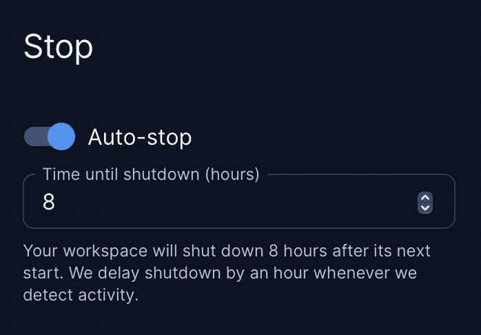 auto-stop UI