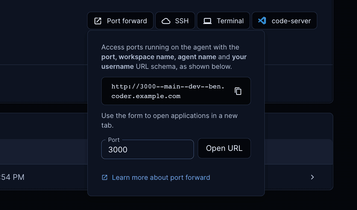 Port forwarding in the UI