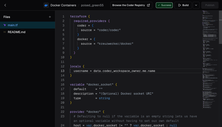Templates define the underlying infrastructure that Coder Workspaces run on.