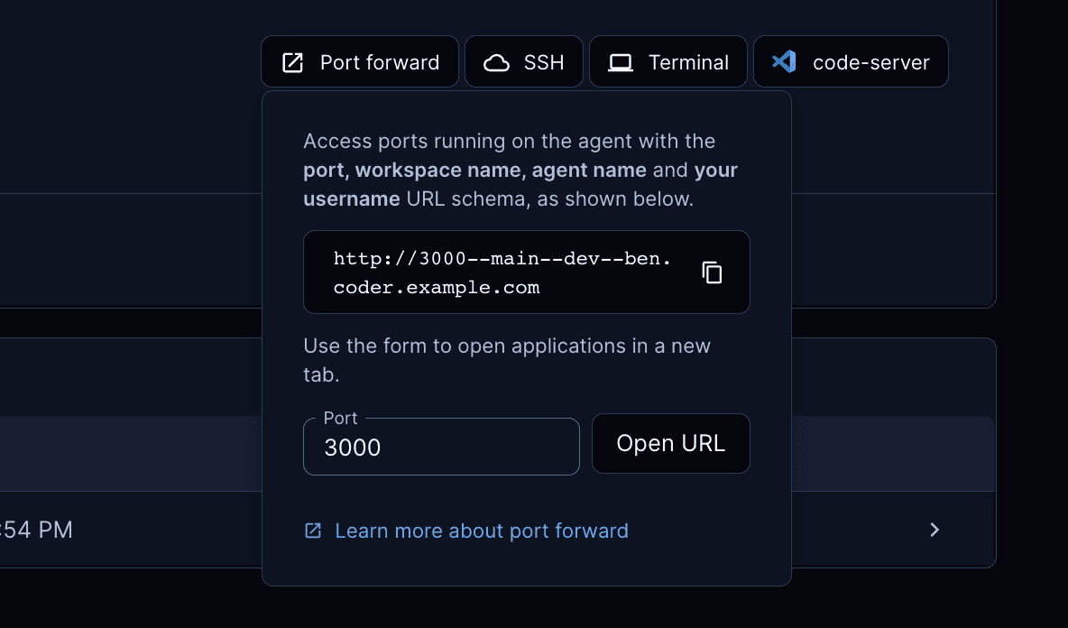 Port forwarding in the UI