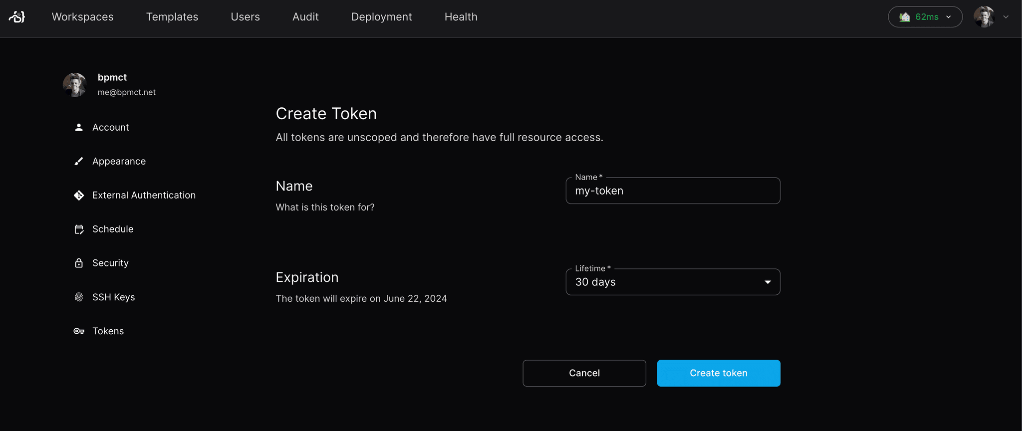 Create an API token