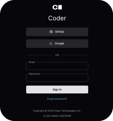 Log in to your Coder deployment