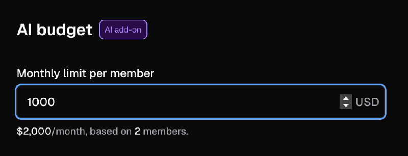 Group AI budget settings