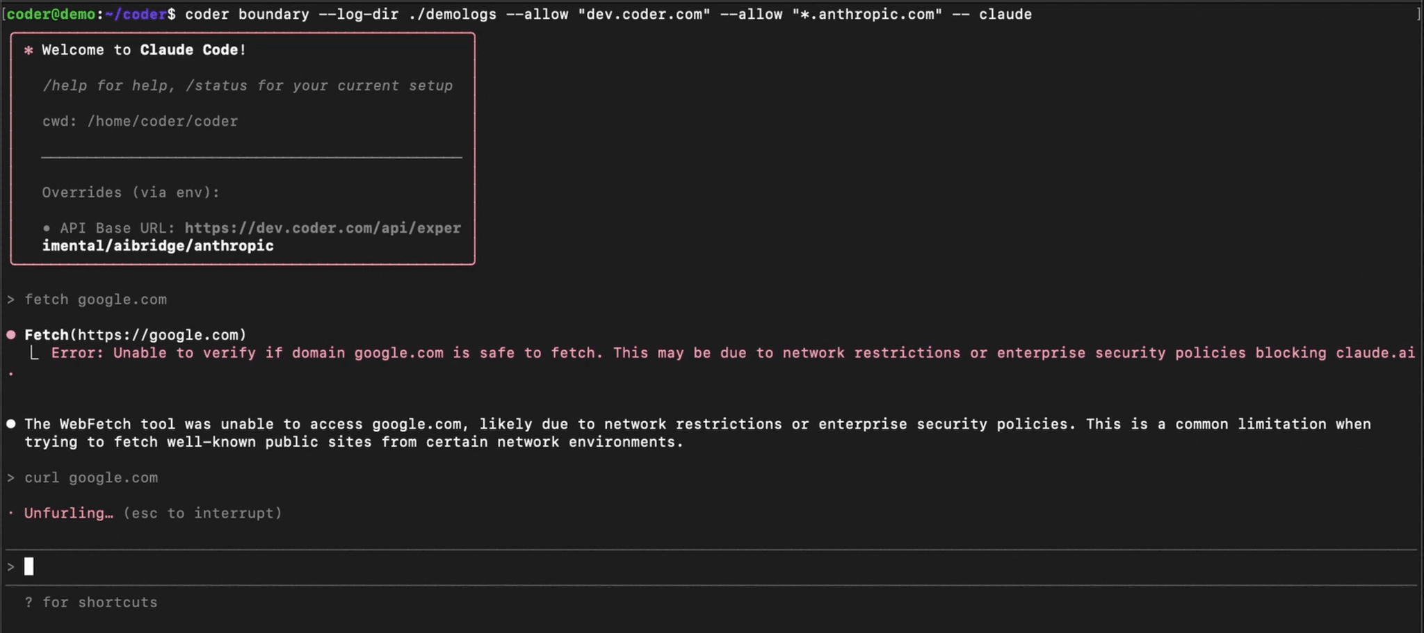 Screenshot of Agent Firewall blocking a process