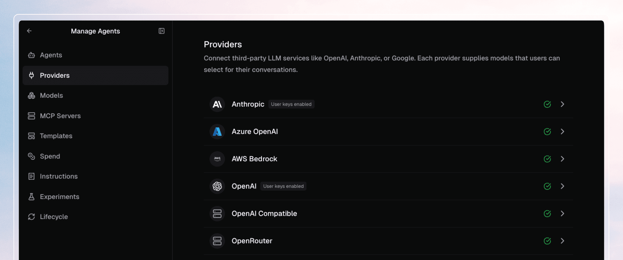 Coder Agents model configuration interface
