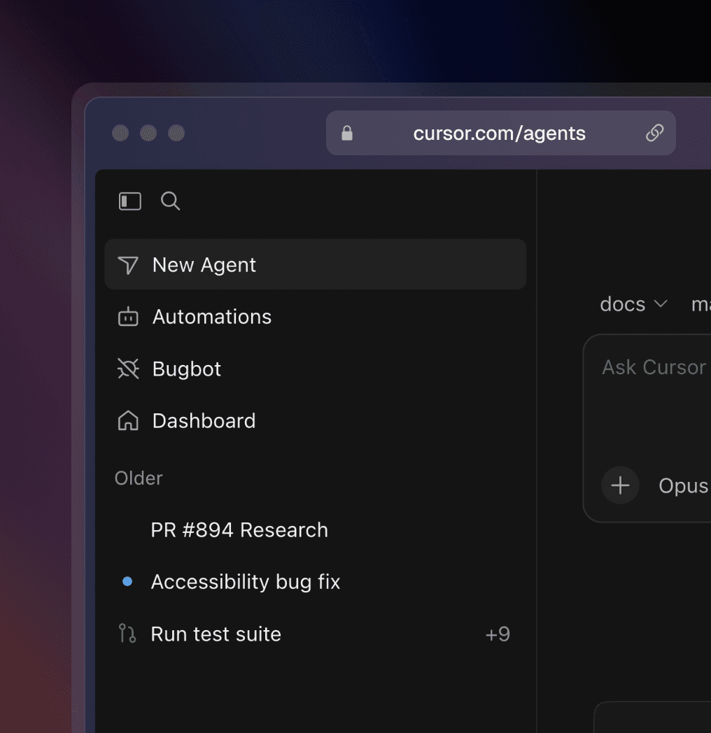Cursor running inside a self-hosted Coder workspace