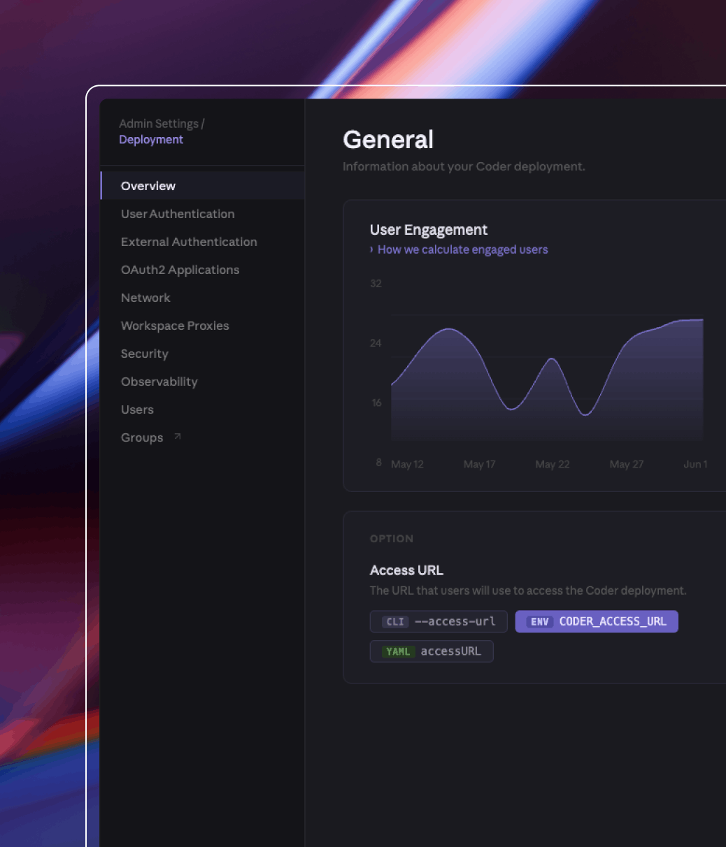 Product UI showing Deployment settings in the admin and General is selected