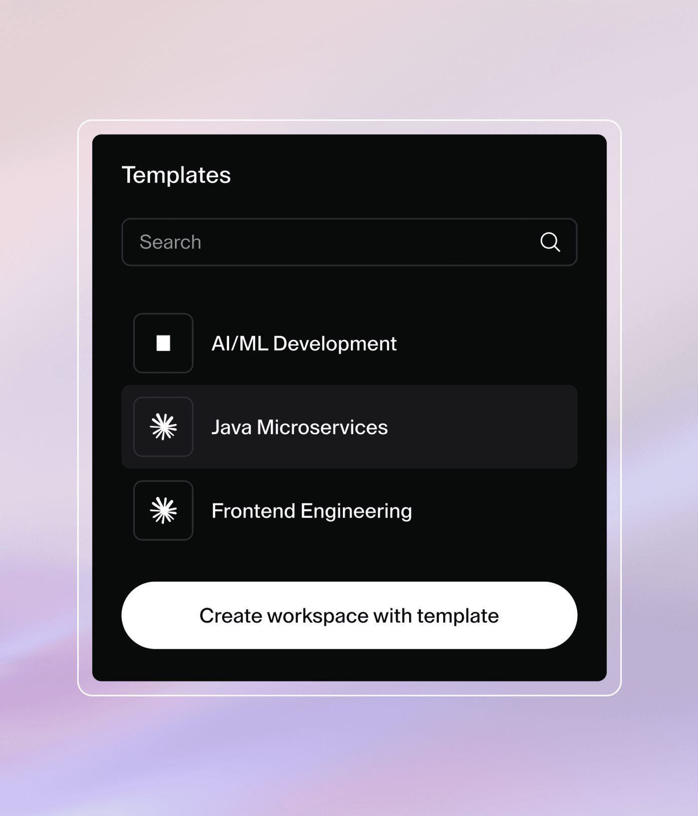 Coder Developer Experience UI showing a streamlined onboarding process