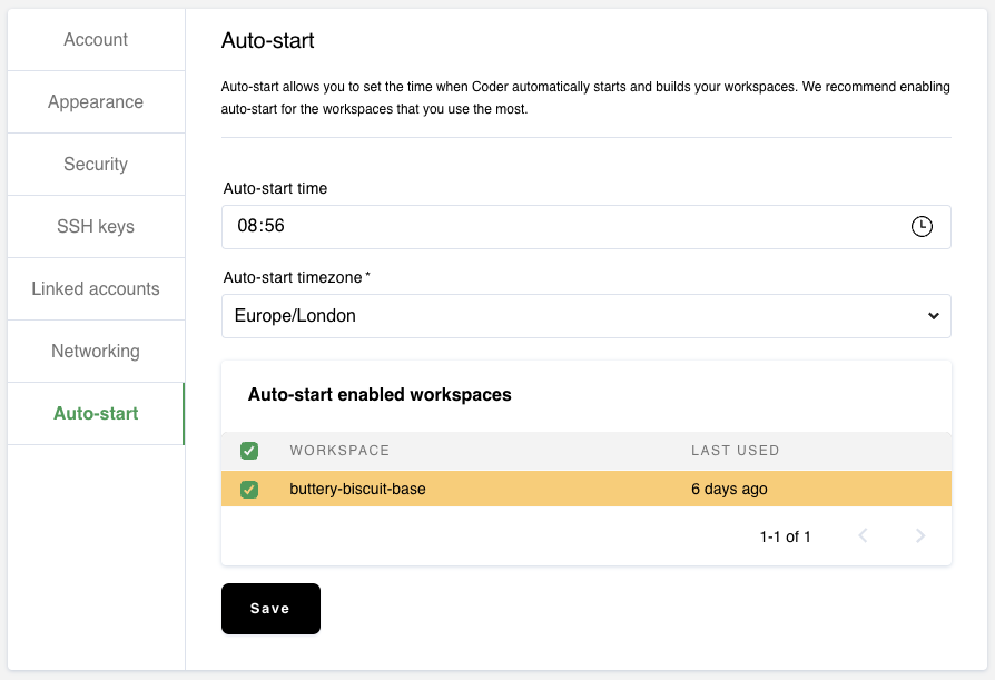 Select workspaces to auto-start