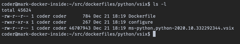 Add vsix files to Dockerfile folder