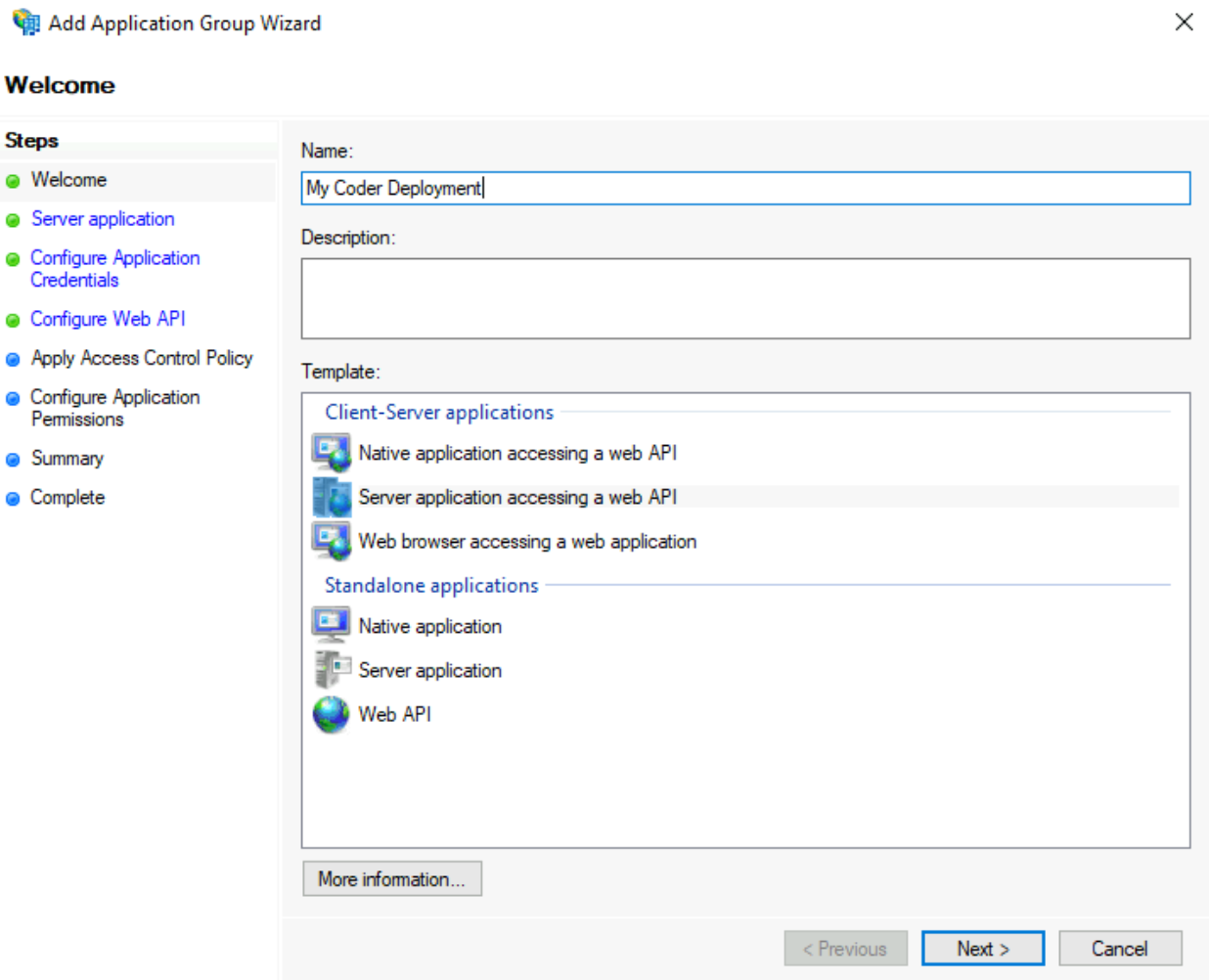Add Application Group Wizard