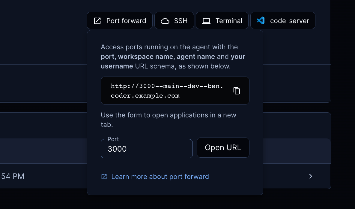 Port forwarding in the UI