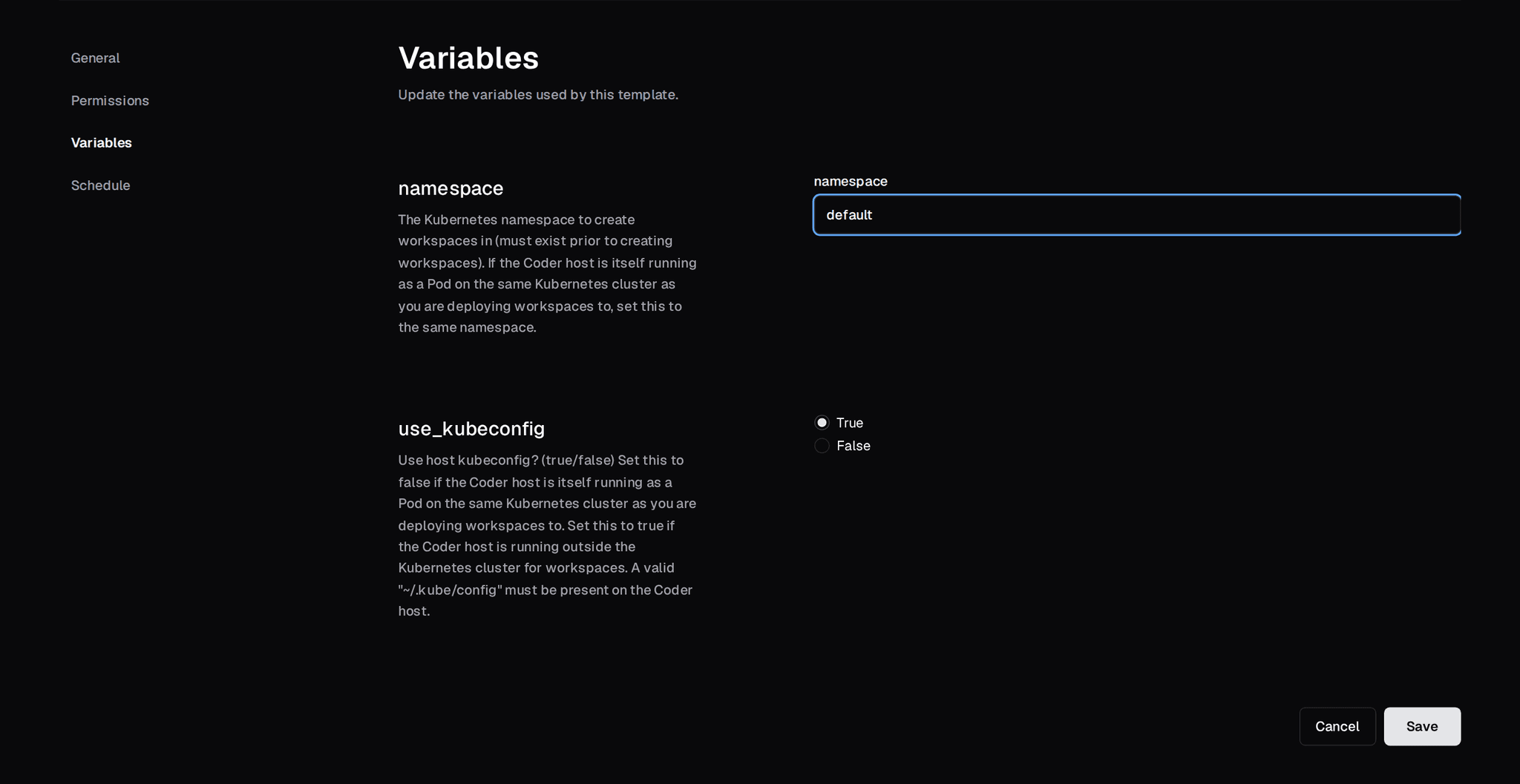 Re-entering template variables