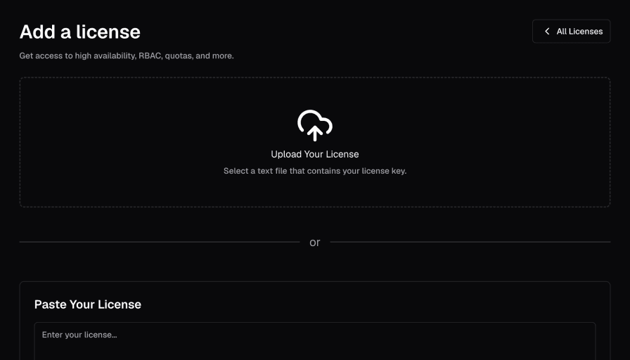 Add a license screen