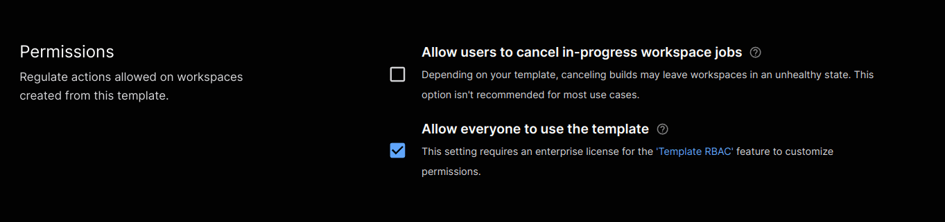 Create Template Permissions