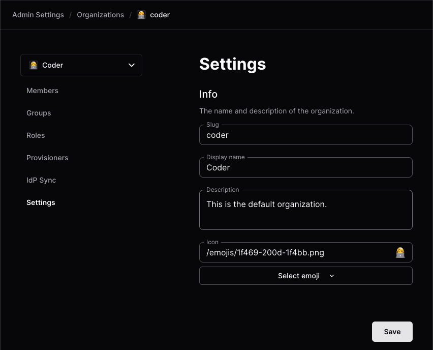 Organization Settings