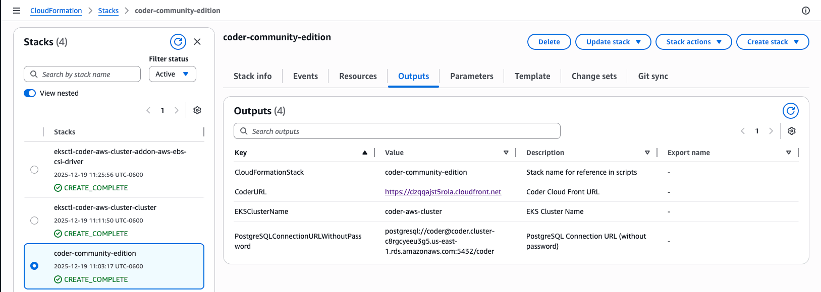 AWS Marketplace Outputs
