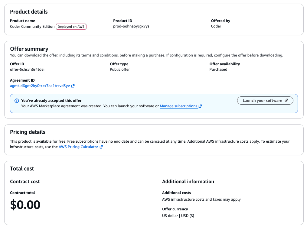 AWS Marketplace Subscription