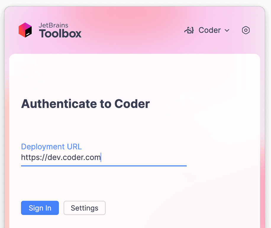 JetBrains Toolbox Coder provider URL