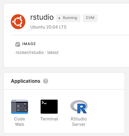 Applications with RStudio launcher