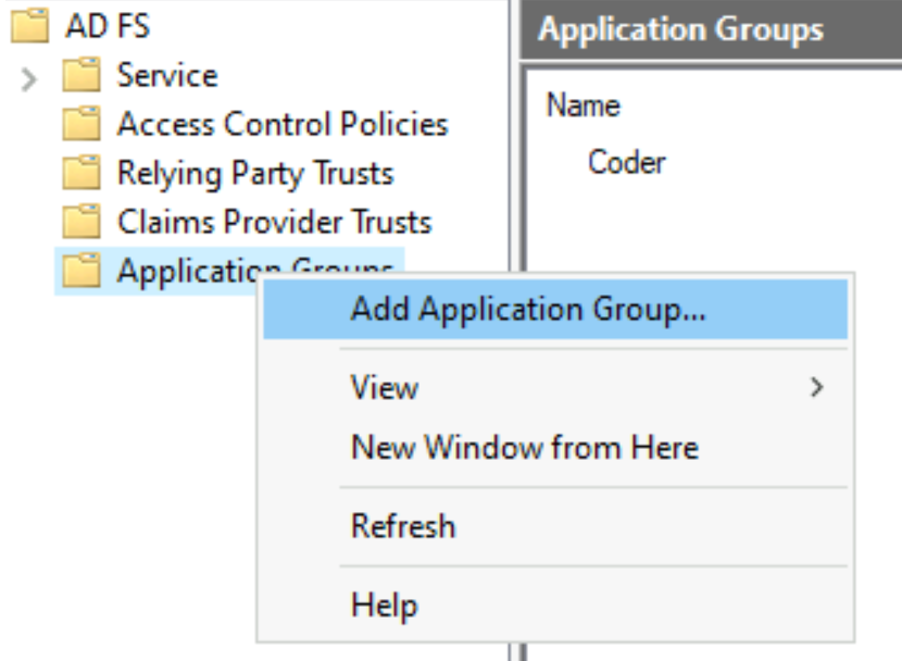 Add Application Group