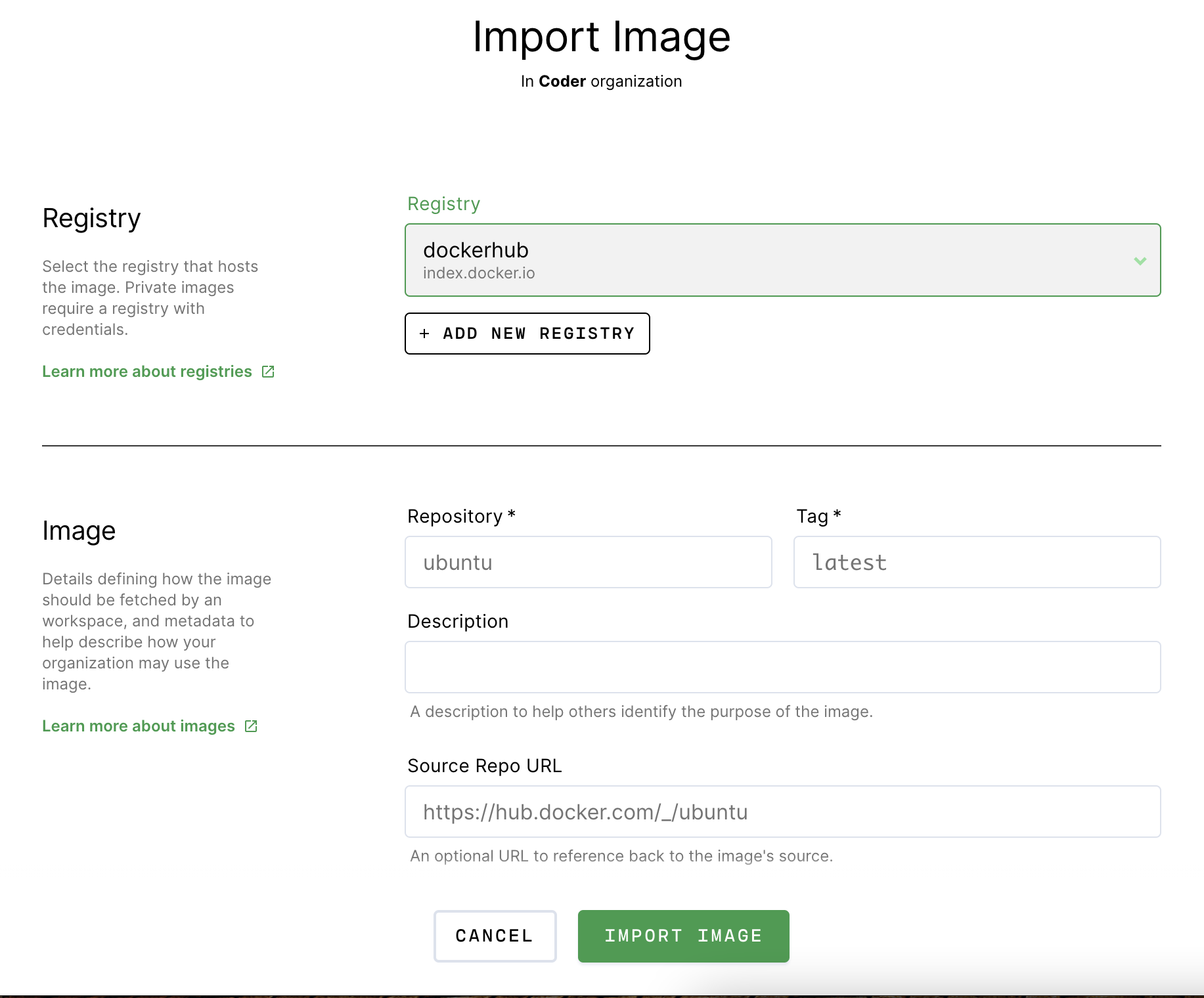 Import image window