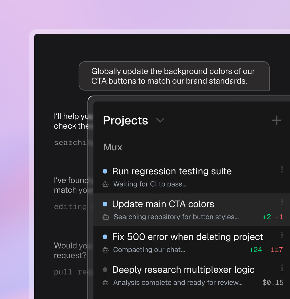 Mux parallel coding agents interface