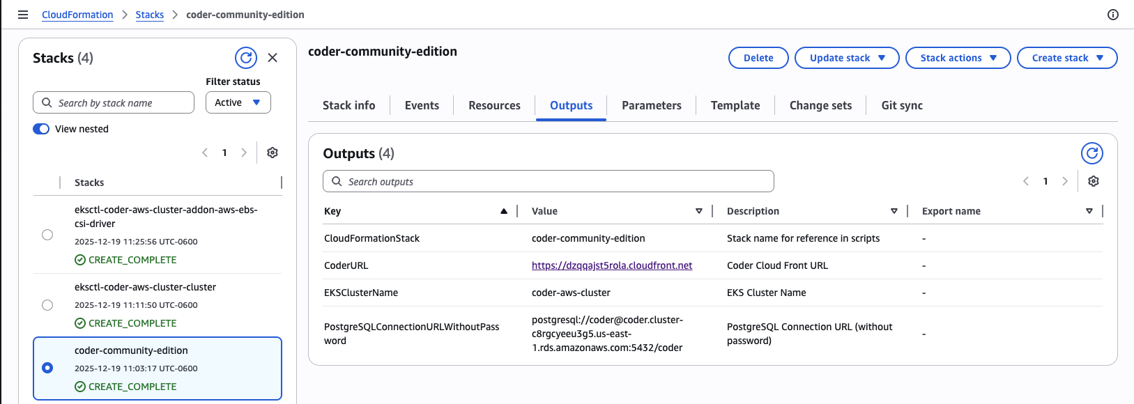 AWS Marketplace Outputs