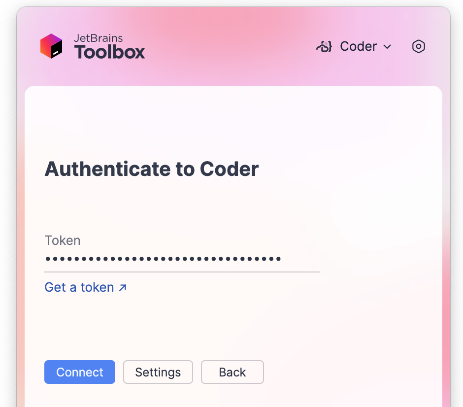 JetBrains Toolbox Coder provider token